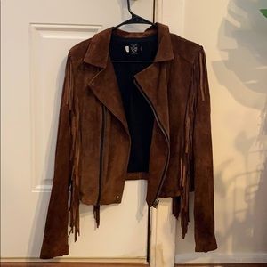 Volcom Suede Leather Fringe Jacket